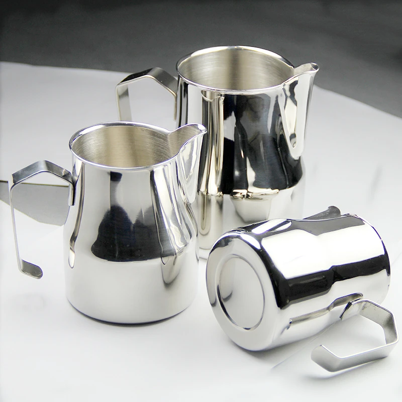 Stainless Steel Milk Frothing Jug Long Rounded Spout Latte Art Jug Milk Pitcher Frother Professional Barista Milk Steaming Jug