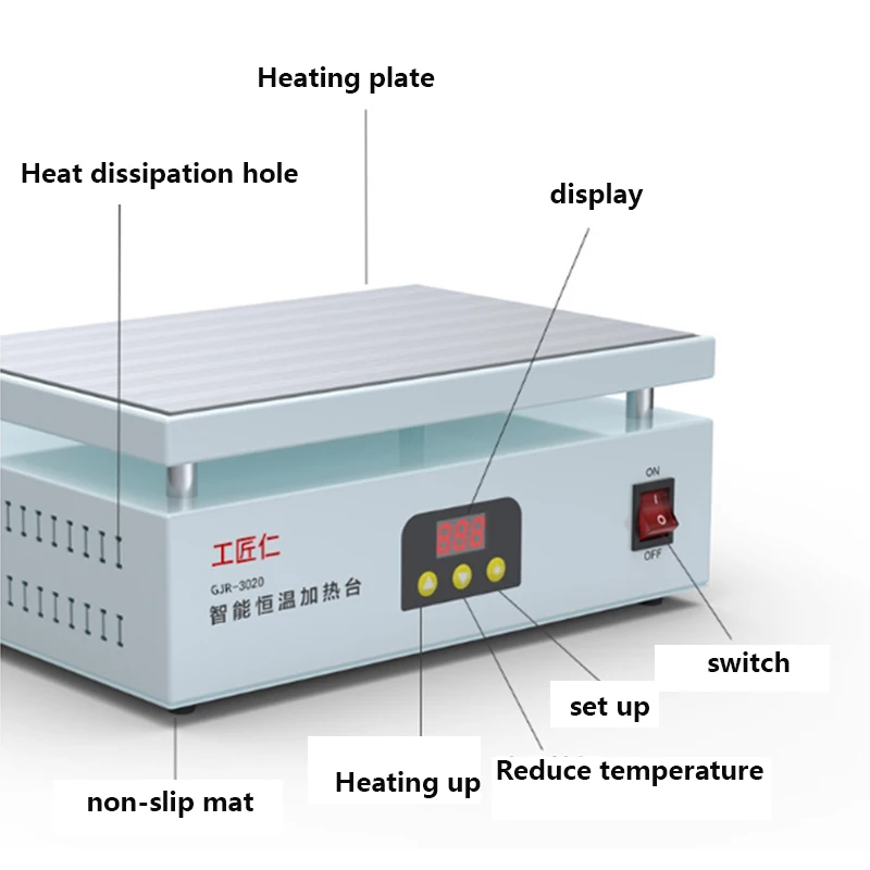 Stazione di saldatura/riscaldamento da 300 W 110 V/220 V Temperatura selezionabile 40-400 ℃   Preriscaldatore digitale 100x100mm Strumento di riparazione PCB Stazione di rilavorazione BGA
