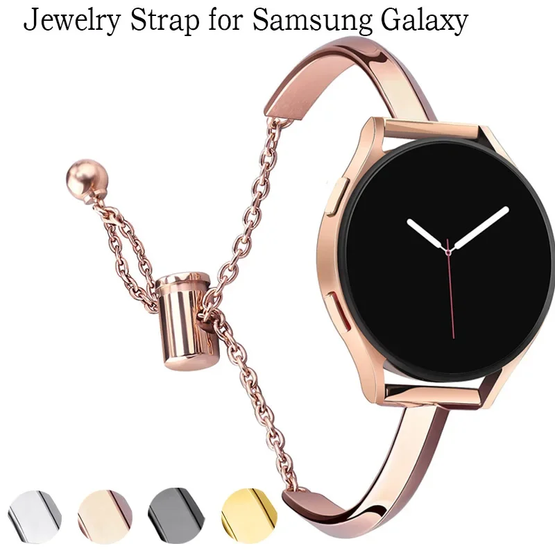 20 22mm Jewelry Strap for Samsung Galaxy Watch 5 pro 45mm 4 40 44mm Metal Chain Woman Correa for Huawei Watch 2 Amazfit Bip Gts2
