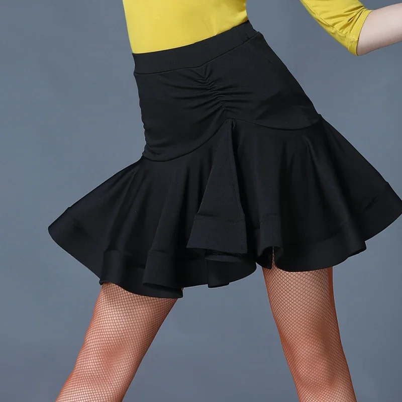 Falda de baile latino para mujer, vestido de baile de Tango, Rumba, vestido de práctica femenina, falda Performamnce para escenario, traje de baile