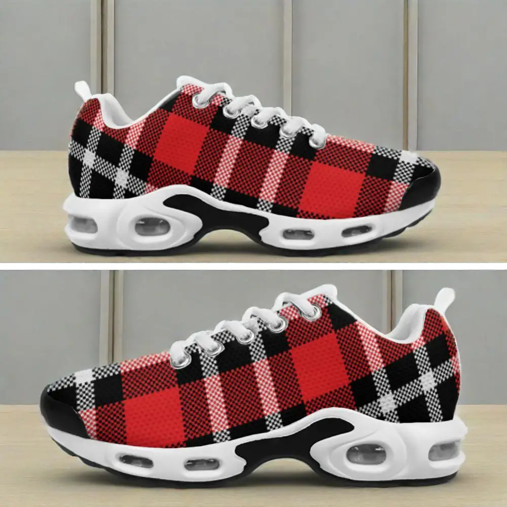 

Customizable classic plaid casual air-cushioned shoes breathable mesh upper unisex athletic shoes
