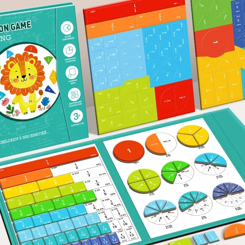 Educational Magnetic Fraction Tiles & Circles Set for Elementary Students - Homeschool Math Manipulatives