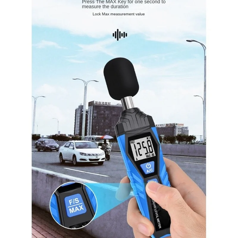 DT16 SL720 Digital Sound Level Meter Noise Detector 30-130dB Portable Handheld Decibel Monitor with LCD Display