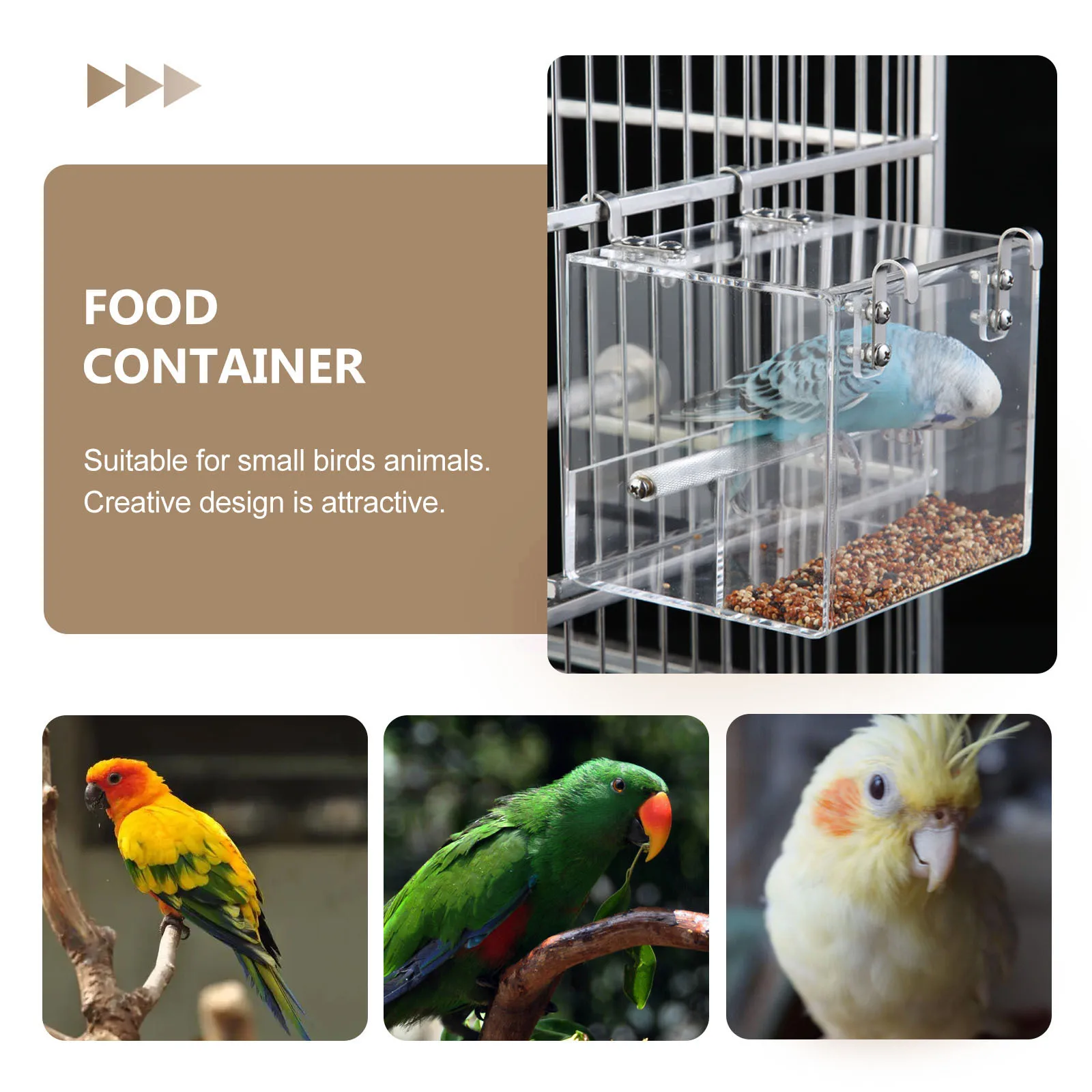 

Birds Feeding Bowl Automatic Food Dish Size Plastic Drinking Container for Parrot Small Pets Easy Install Cage Accessory