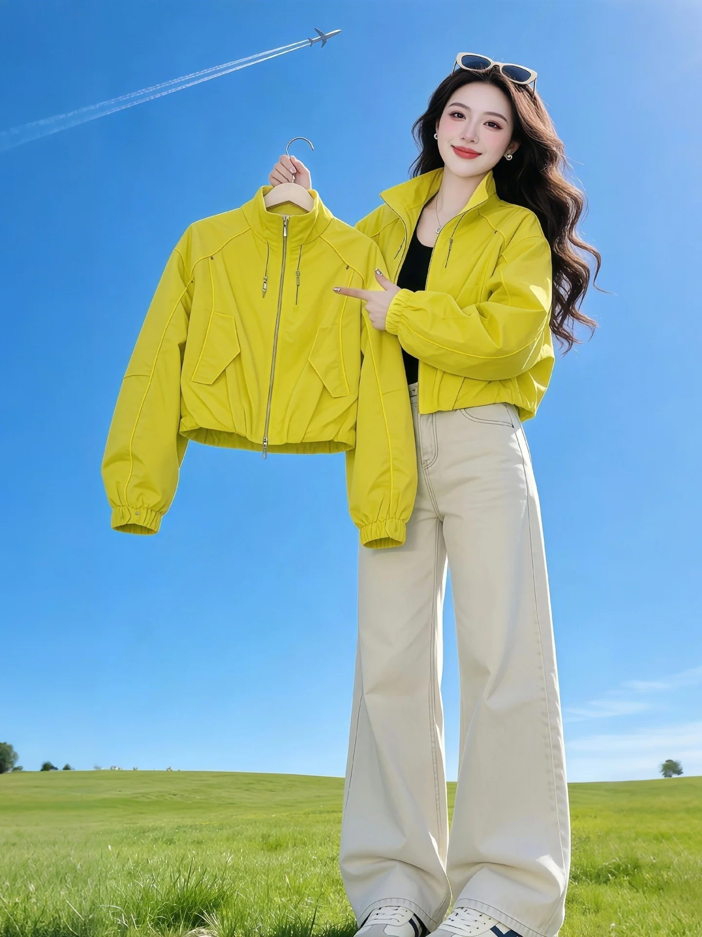 Fashionable Casual Stand Collar Women's Jacket Top Spring Autumn New Style Popular All-Match Zipper Short Outerwear
