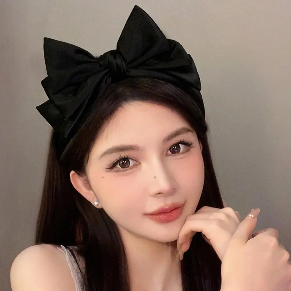 Fotografia 6: Doce preto arco nó hairband temperamento elegante bandana para mulheres estilo coreano moda cocar meninas acessórios de cabelo