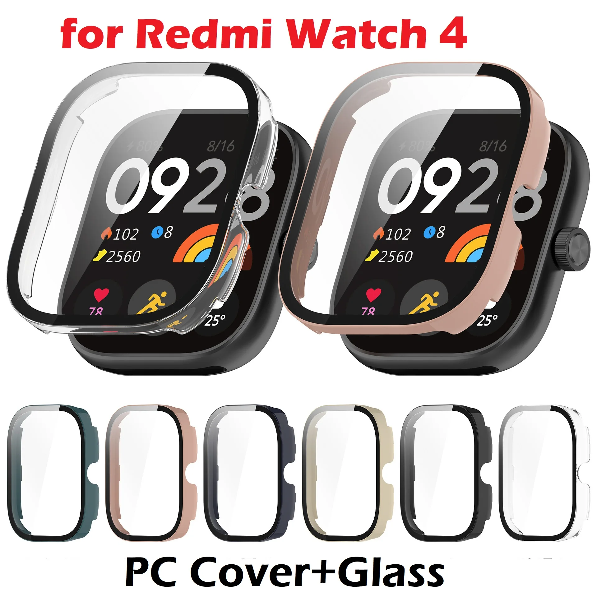 30PCS PC Protective Case for Redmi Watch 4 / Redmi Watch 3 Active/ 3 Lite  Full Cover Tempered Glass Screen Protector Cover