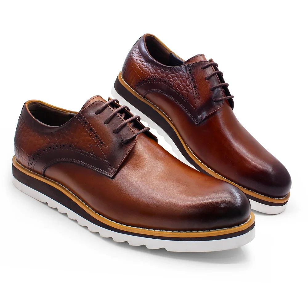 New Genuine Leather Business Formal Shoes Invisible Height-Enhancing Men's Shoes British Style Banquet Derby Shoes