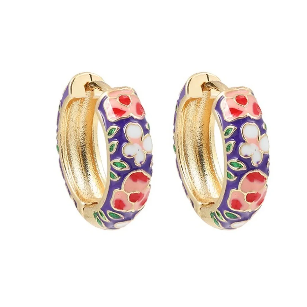 Picture 3: Handicraft Traditional Flower Enamel Ear Jewelry Chinese Classic Chinese Style Earrings Vintage Ethnic Gifts for Women Girl