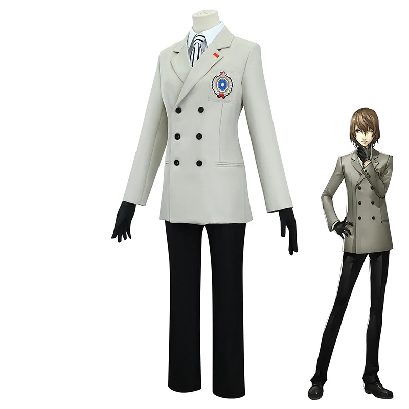 Goro Akechi Cosplay Costumes pour hommes, Anime P5 Ply Play Uniform, Halloween Carnival Party IQUE for Men