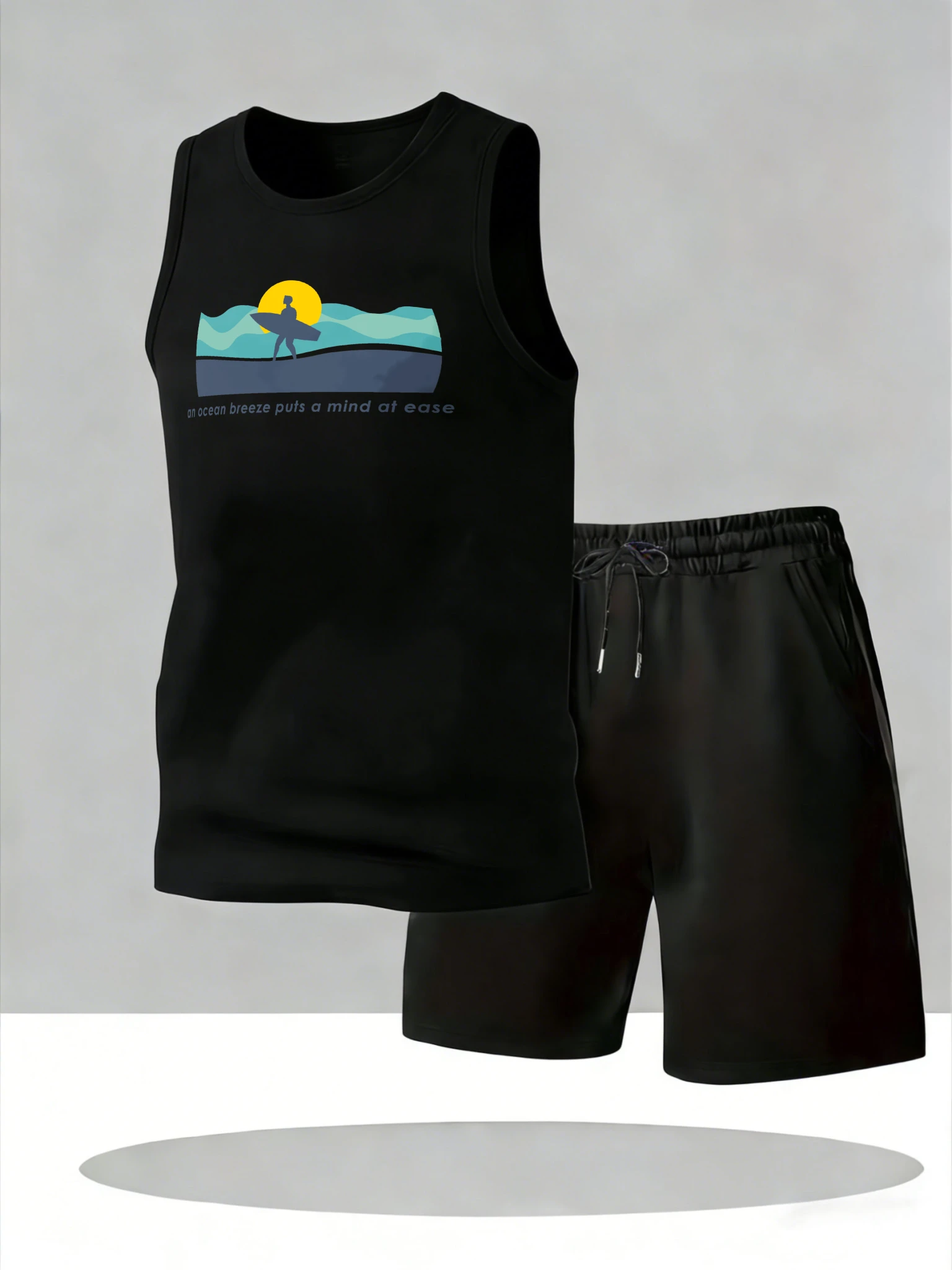 

Men's Tank Top Sets 2026 Summer Quick drying oversize running crewneck jogging set beach Breathable Tracksuit men sports