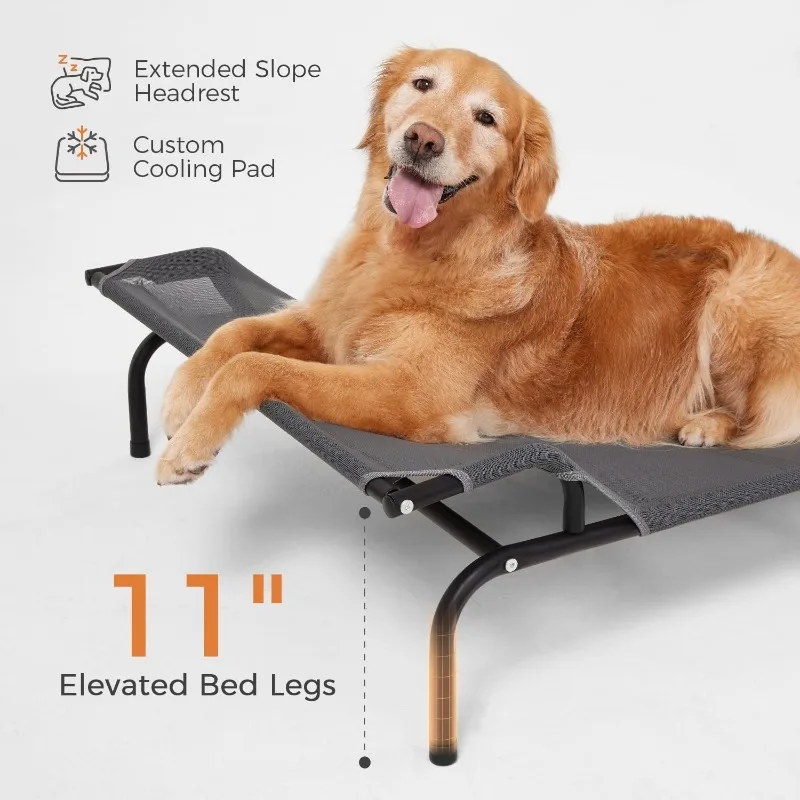 Elevated Dog Bed - Original Headrest Design | Frame with Breathable Mesh & Non-Slip Feet | Elevated Hammock Bed