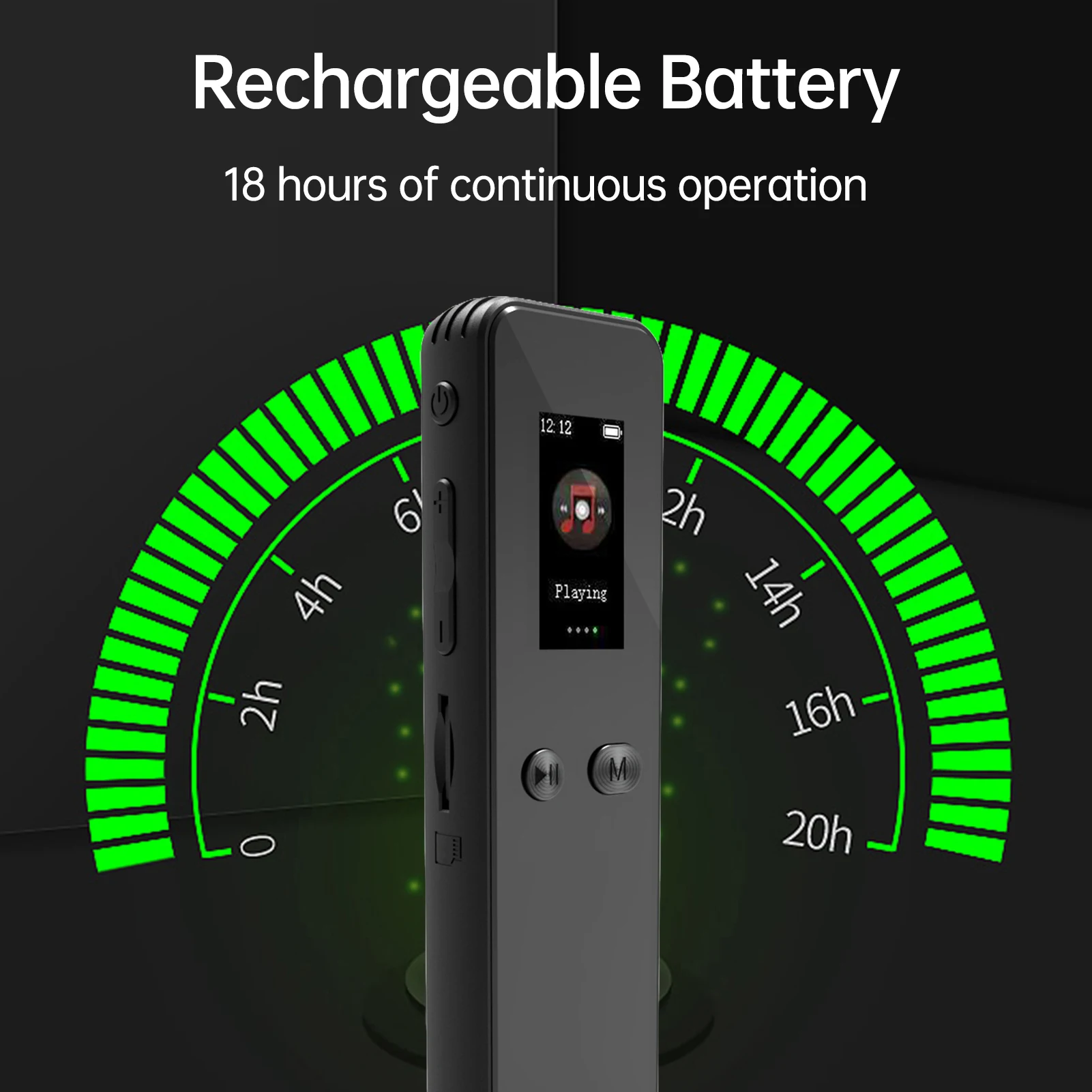 Smart Voice Recorder with 64GB Memory 1536kbps Recording TFT Screen Built in Speaker Password Protection 18H Battery Life