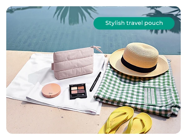 BAGSMART Puffy Kosmetiktasche, klein, geräumig, wasserabweisend, Make-up-Organizer, Reisetasche für Hautpflege und Elektronik, für den täglichen Gebrauch – Detail 11