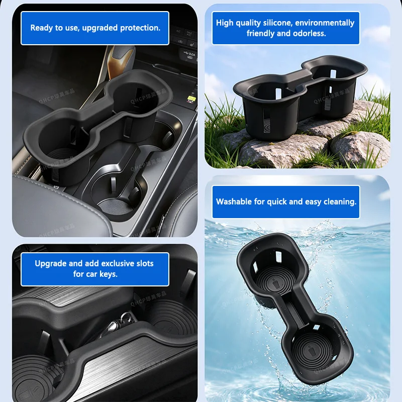 QHCP Central Console Water Cup Holder Drinks Holder Silicone Storage Case Tray With Key Storage Position For Subaru Outback 2026