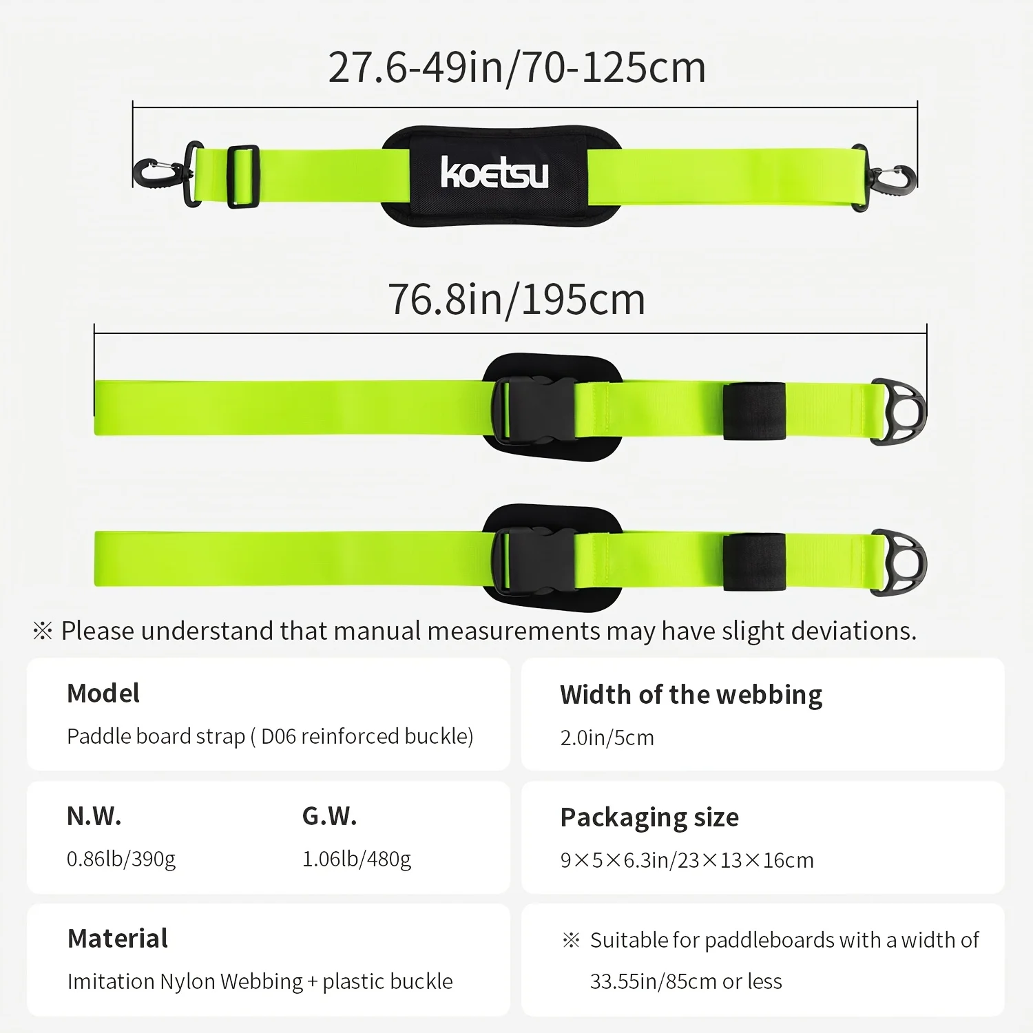 KOETSU عززت مشبك سوب حمل حزام النايلون نمط حزام مكافحة ارتداء الكتف وسادة مجداف تحديد حامل الشريط السحري