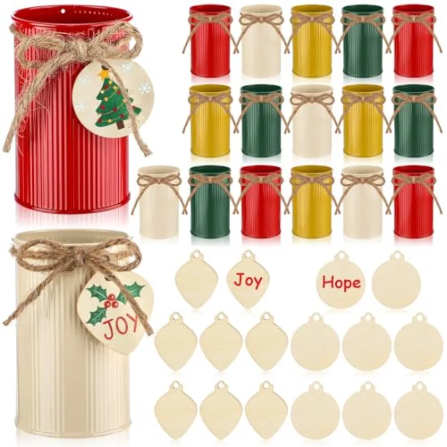 

Pack Christmas Table Centerpieces Farmhouse Rustic Galvanized Metal Vases Decor Flower Buckets Mason Jar Utensil Holder with Tw