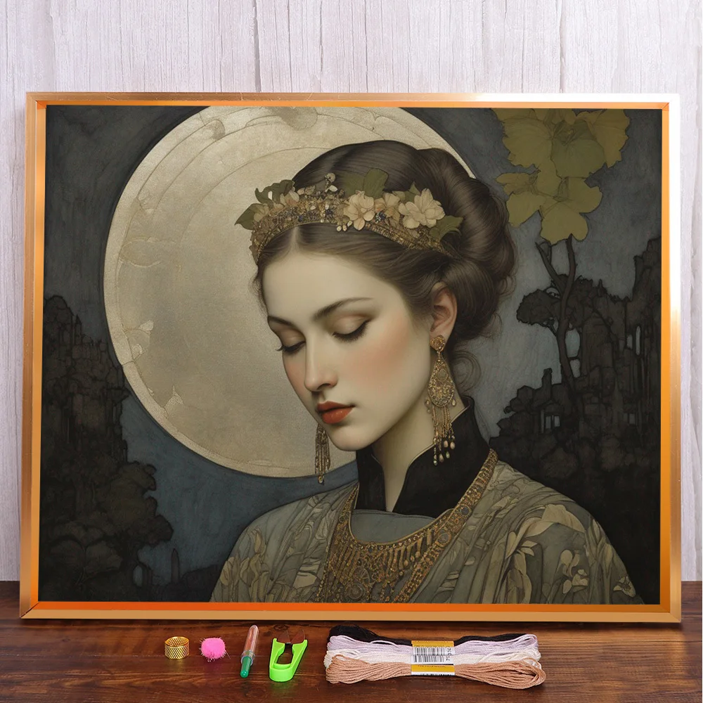 

Portrait Beautiful Women Cross-Stitch DIY Embroidery Patterns Hobby Painting Handicraft Handiwork Stamped Floss Needle