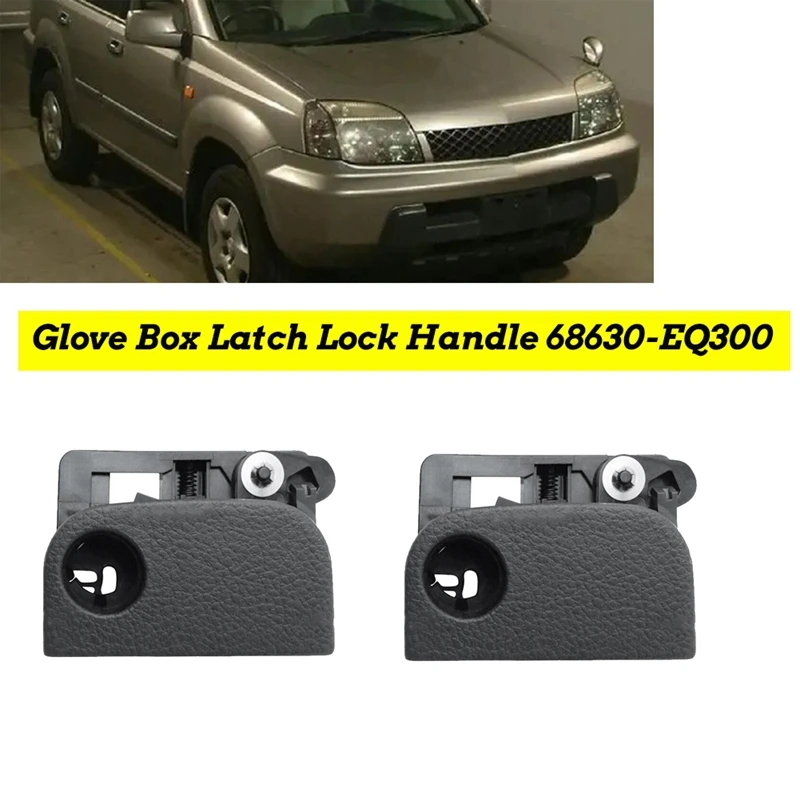 2PCS Car Glove Box Latch Lock Handle 68630-EQ300 For Nissan X-Trail T30 2001-2006 Grocery Box Lock Lid Assy 68630EQ300 Parts