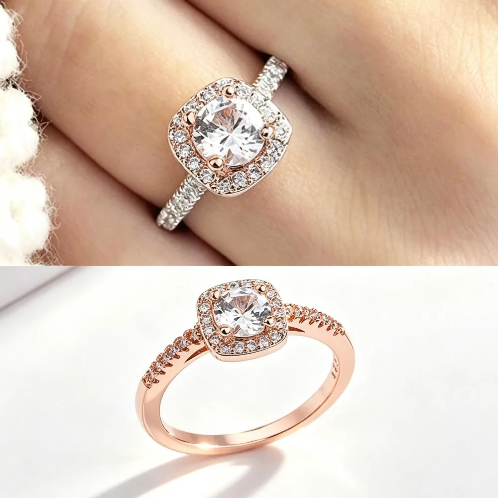 Adjustable Solitaire Rings for Women, Classic Silver Tone Cubic Zirconia Wedding Engagement Ring, Bridal Marriage Jewelry