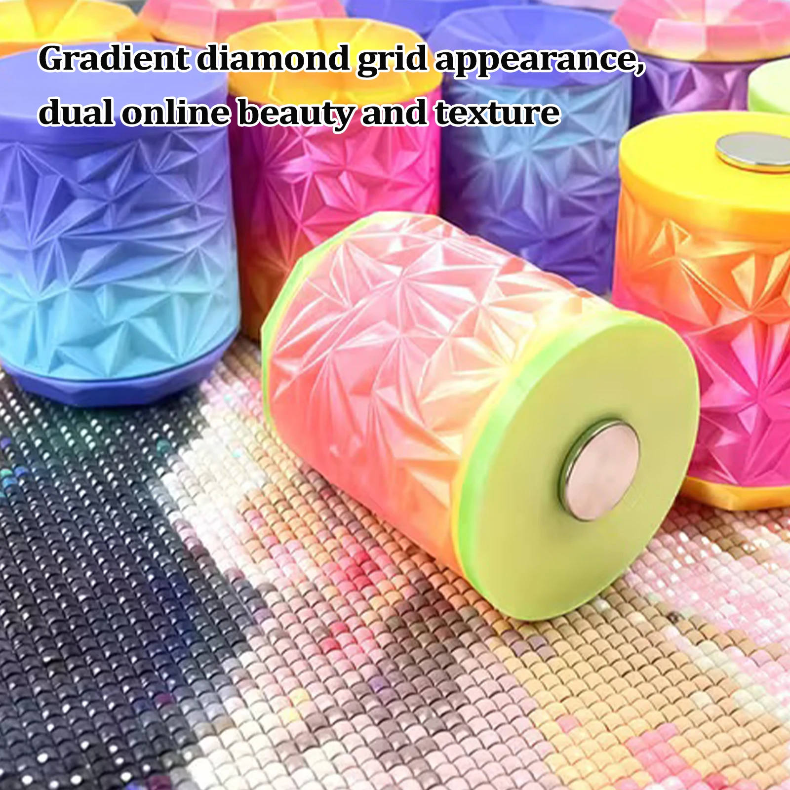 Magnetic Diamond Art Tool Desktop Trash Can with Leakproof Lid Diamond Painting Cover Minder for Storing Broken Diamonds