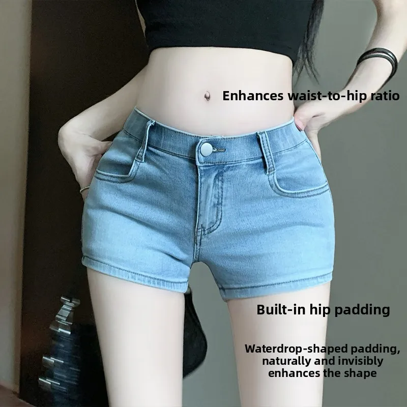 

Сексуальная корейская версия джинсовой ткани с подушечкой для похудения, универсальные, не прозрачные женские джинсы, ноты от Qi Qi