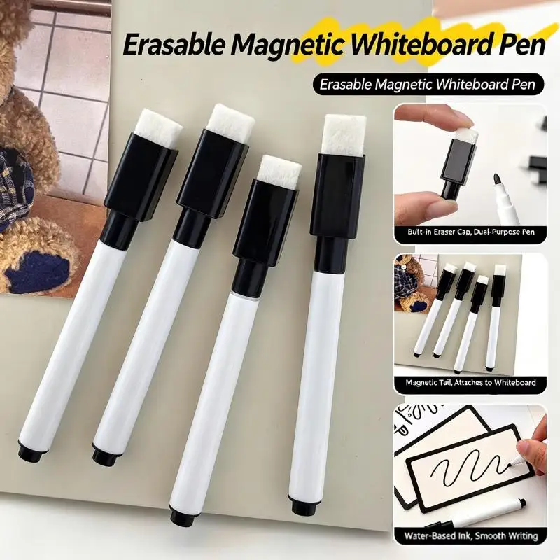 5PCS/10PCS Dry Erase Markers With Eraser Cap White Board Dry Erase Markers Classroom Dry Wipe Pens For Home Office School