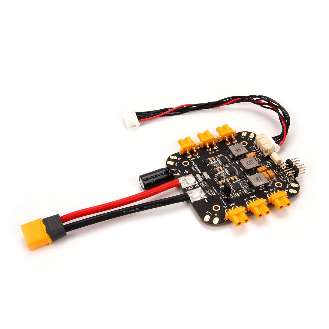 El módulo de alimentación Holybro PM03D compatible con el controlador de vuelo utiliza el monitor de potencia I2C con conectores XT-30 y XT-60 para multirotor