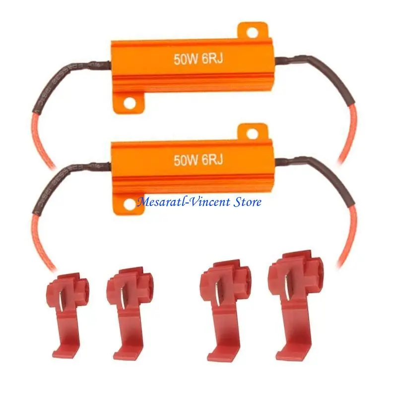 A70F 2Pcs 50W 6Ohm 6RJ LED Load Resistors for LED Side Markers Fix Hyperflash for Tail Lights Reverse Lights