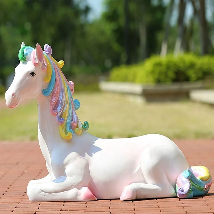 Life-size animal sculpture playground rides resin carousel unicorn statue for event decoration
