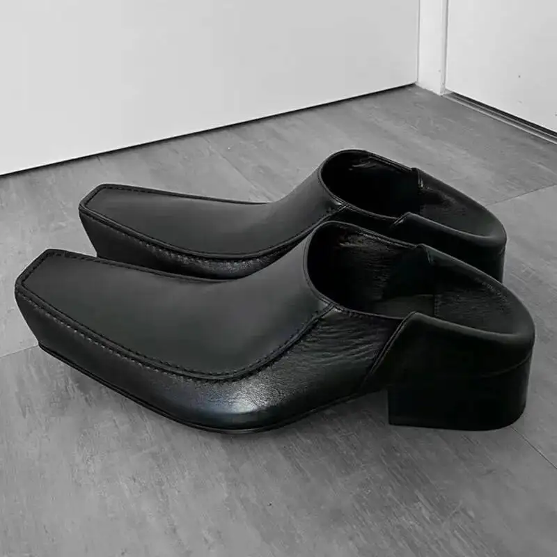 NEW Men women Casual High-heeled Loafers Upturned shoes Footwear Moccasins Breathable Slip on Male Leather Shoes Zapatos Hombre