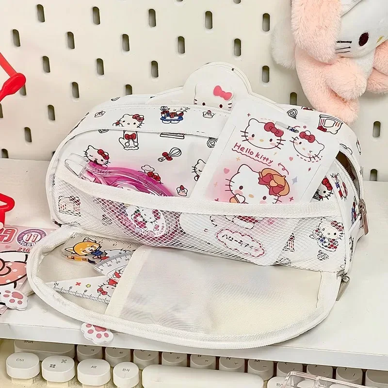 Sanrio Hello Kitty piórnik Anime Kawaii Pochacco dwuwarstwowa Penbag śliczna duża torba pojemność przechowywania kreskówka papeteria prezent