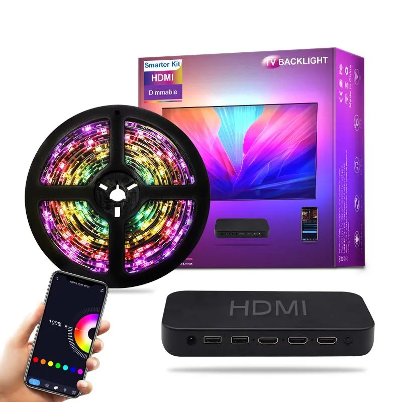 Synchronous box kit with beautiful high definition MI strip for backlight with rated strip backlight for TV and PC connection