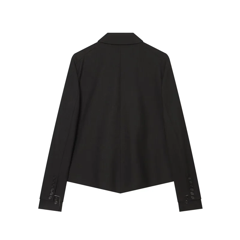 Guobioziy 2026 Women's Autumn Short Blazer Single-Breasted with Notched Lapel Slim-Fit Professional Office Outerwear