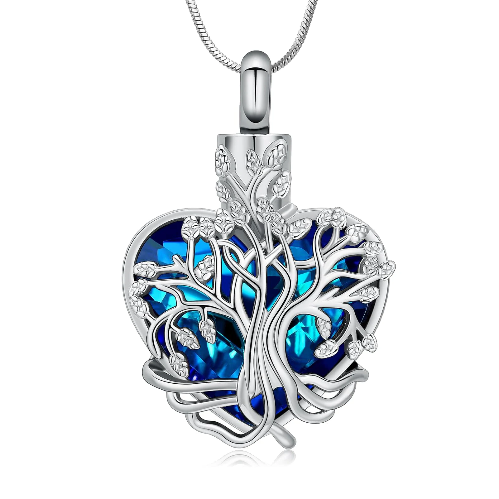 Árbol de la vida en forma de corazón, urna de cremación, joyería, collar, joyería de cremación para cenizas, colgante de recuerdo, soporte personalizado