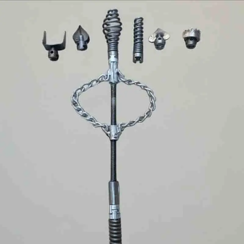 16mm Manganese Steel Drain Cleaner Cutter Set Dredge Machine Tool Combination for Plumbing And Sewer Maintenance