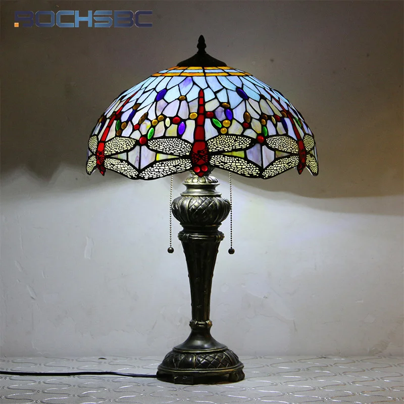 BOCHSBC Tiffany stained glass table lamp decoration hotel villa study light European vintage style creative luxury office light