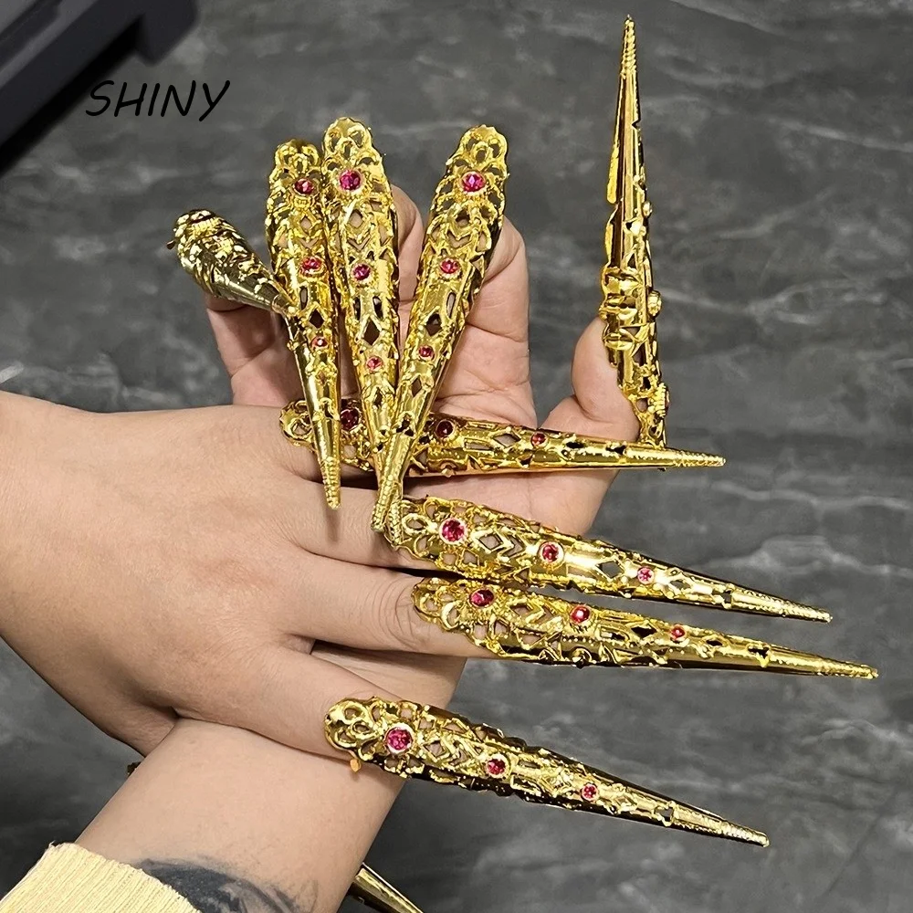10PCS Adjustable Opening Claw Ring Antique Style Long Nails Fingertip Nail Ring Punk Style Vintage Style Finger Ring