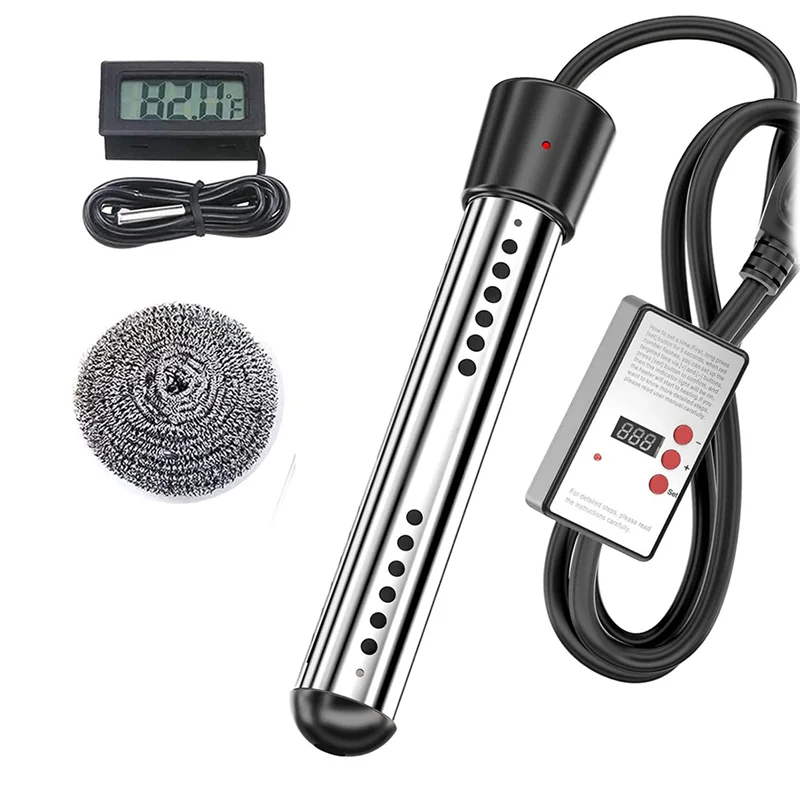 

A09G-2500W Immersion Heater, Pool Heater Automatic Timer, Safe Pool Heating Immersion Heater, Perfect for Home Travel EU Plug