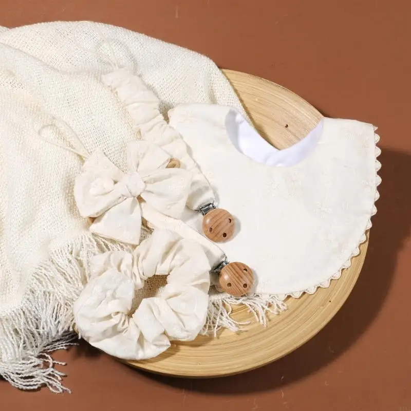 

5 шт./компл., хлопковые детские нагрудники, повязки на голову с бантом, повязки для волос, полотенце для слюны, тканевый шарф для кормления отрыжкой, головные уборы для мальчиков и девочек, зажим для соски, цепочка