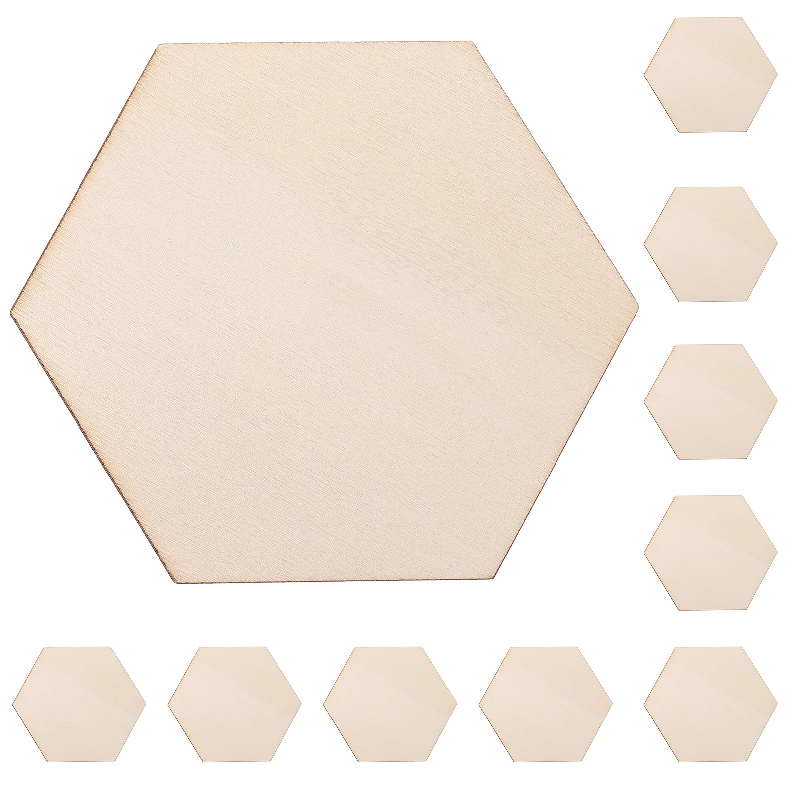 

100 Pcs Wooden Crafts Hexagon Tile Unfinished Coasters Log Panel Boards Chips Handmade Natural Finish Stylish Design