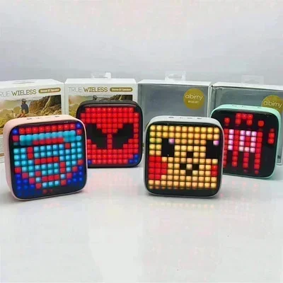 Haut-parleur Bluetooth carré sans fil, haut-parleur Twecirculation, LED créative, belle lampe de couleur, mini caisson de basses, son pixel, nouveau cadeau