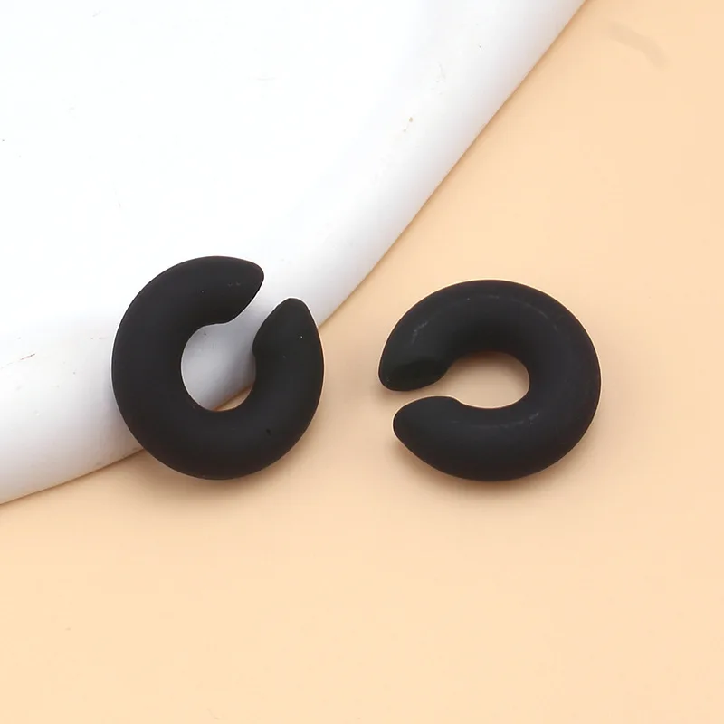 1 Paar Bonbon farbe runde Acryl Ohrclip Ohrringe für Frauen Mode einfache einfarbige Manschette C-förmigen Ohrring weiblichen Schmuck – Detail 15