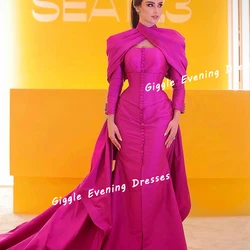 Giggle Satin Button O-Neck Nobility Prom Gown Saudi Arab Pleating Elegance Floor-Length Evening Party Dresses for Women 2024