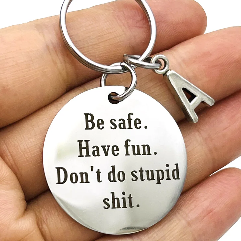 Don't Do Stupid Shit Funny Keychain Hand Stamped Key Chain for Teens Birthday Going To College Gift From Parents