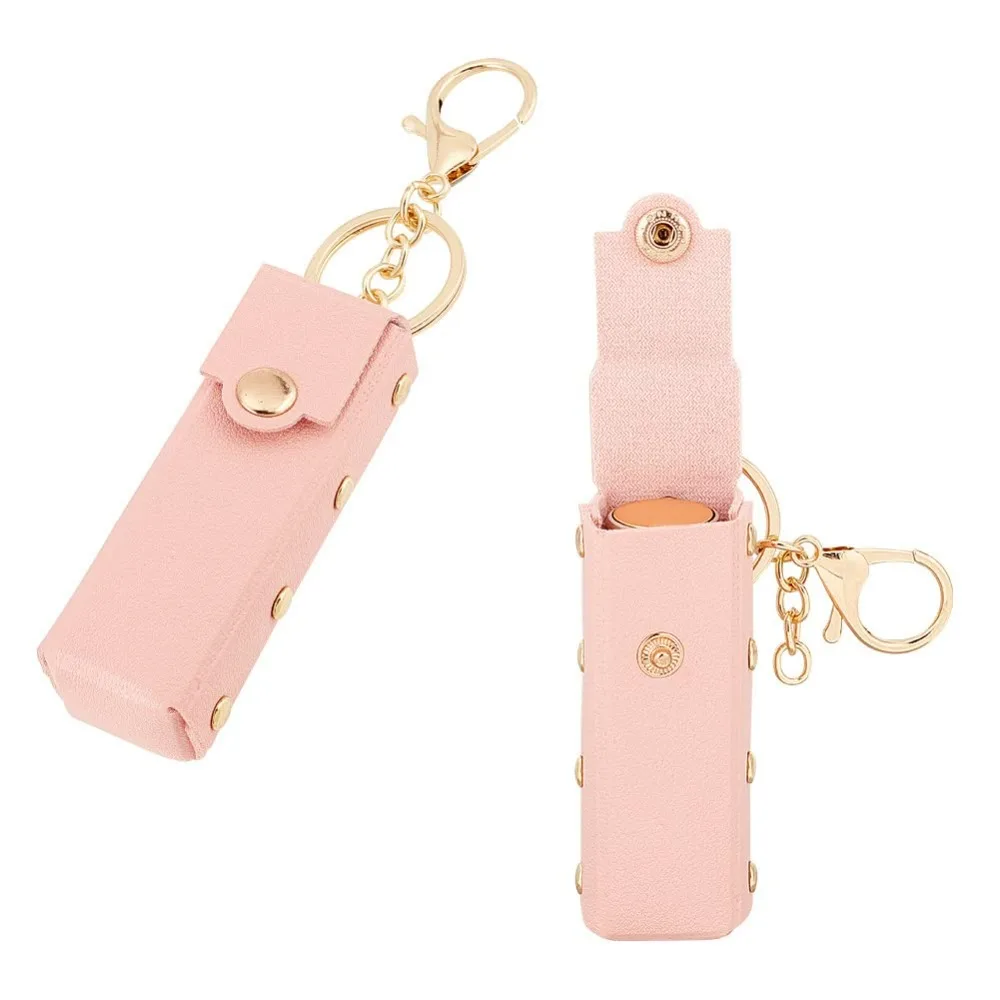 2pcs Chapstick Keychain Holder, 6 Inch PU Leather Lipstick Organizer Holder with Keychain Mini Lip Balm Travel Storage Case