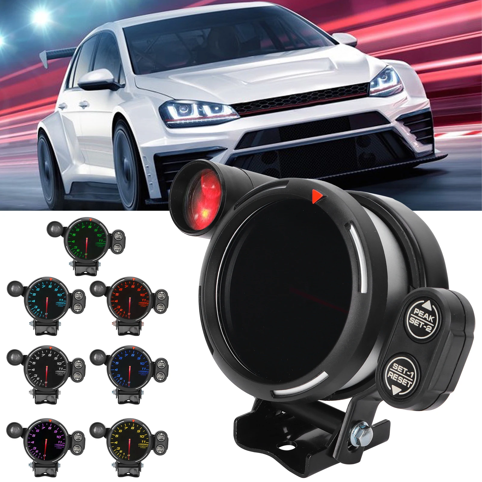 

Car Tachometer Modification Tachometer 3.15in 80mm Car Tachometer RPM Gauge Meter 7 Color Highly Sensitive Automobile Instrument
