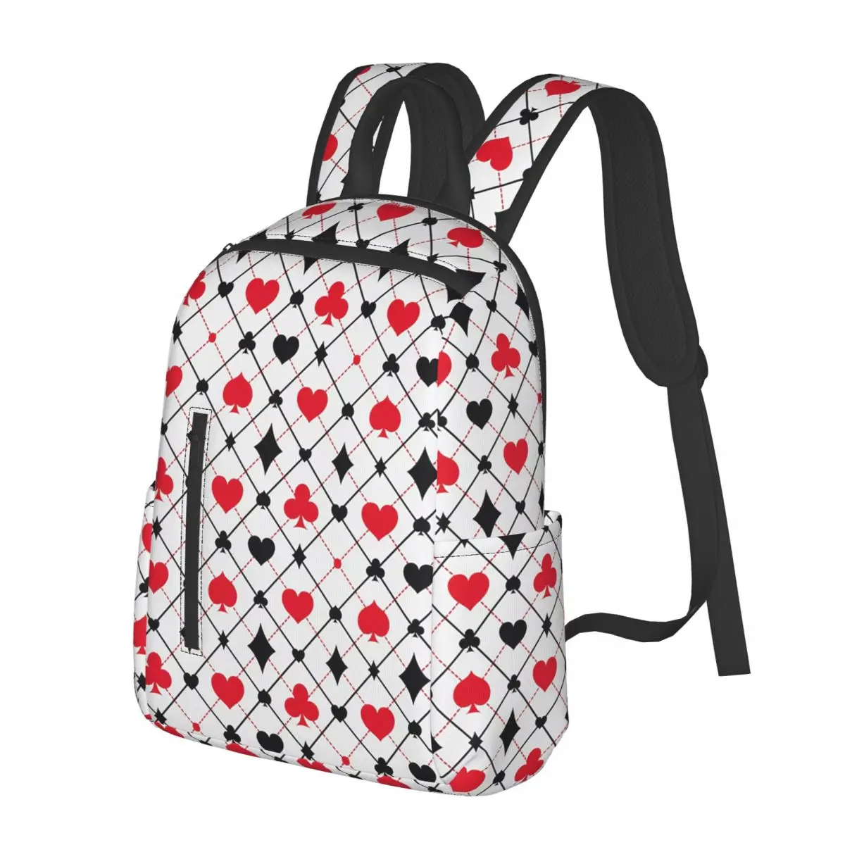 Playing Cards Poker Print Student Backpack School Bag Hiking Travel Daypack for Men Women Bookbag Shoulder Bags