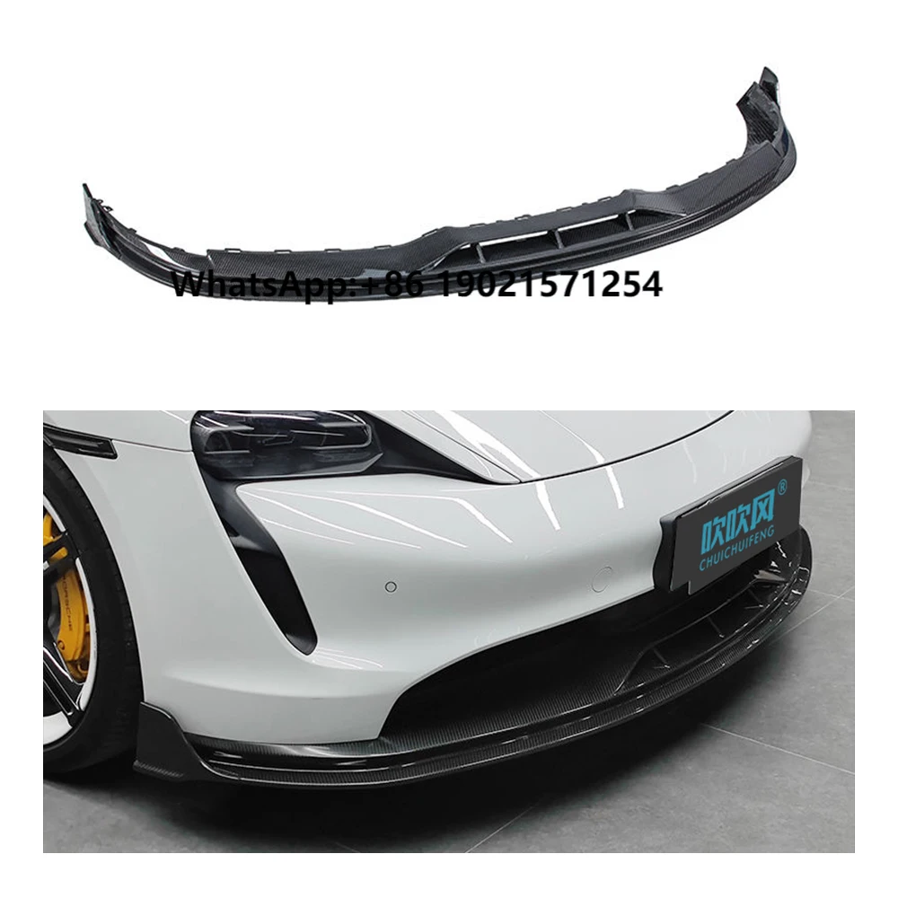 

New Carbon Fiber Front Lip Diffuser Splitter Spoiler Bumper Parts Kit for Porsche Taycan Cross Turismo Car Body