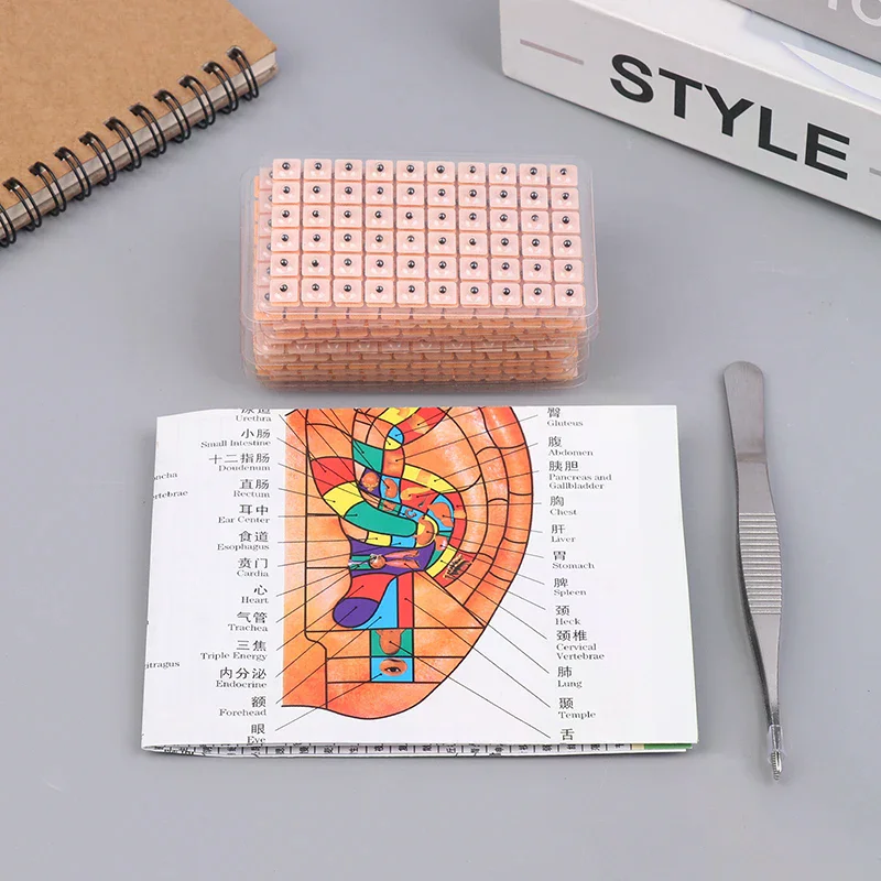 4 In 1 Set Multi-Condition Ear Seeds Acupuncture Auricular Sticker Kit 1200pcs With Acupressure Chart Tweezer Auricular Probe